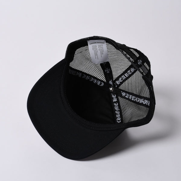 New and unused CHROME HEARTS St. Barths Exclusive Cemetery Cross Mesh Cap RN# 97729 Black Orange Used 4a001198