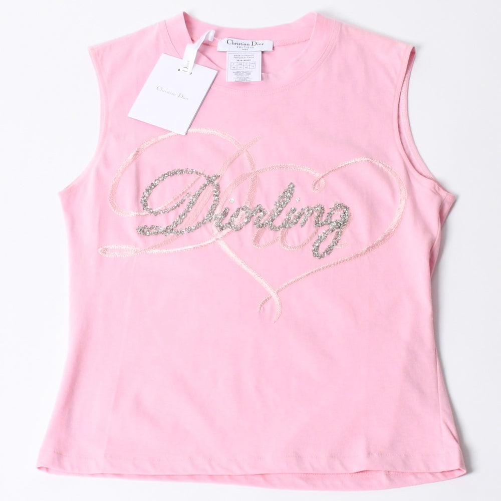 新品同様 Christian Dior クリスチャンディオール Pink Color ピンクカラー タンクトップ ガリアーノ期 3E16155303 中古 4b002055
