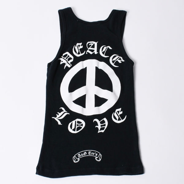 A&G エーアンドジー PEACE LOVE ピースラブ グラフィック プリントタンクトップ Black ブラック 美品 中古 4a001008