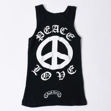 画像をギャラリービューアに読み込む, A&amp;G エーアンドジー PEACE LOVE ピースラブ グラフィック プリントタンクトップ Black ブラック 美品 中古 4a001008