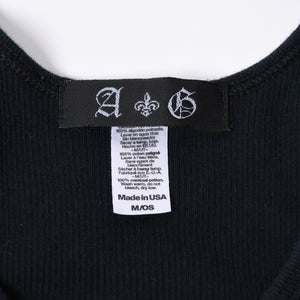 A&G エーアンドジー PEACE LOVE ピースラブ グラフィック プリントタンクトップ Black ブラック 美品 中古 4a001008