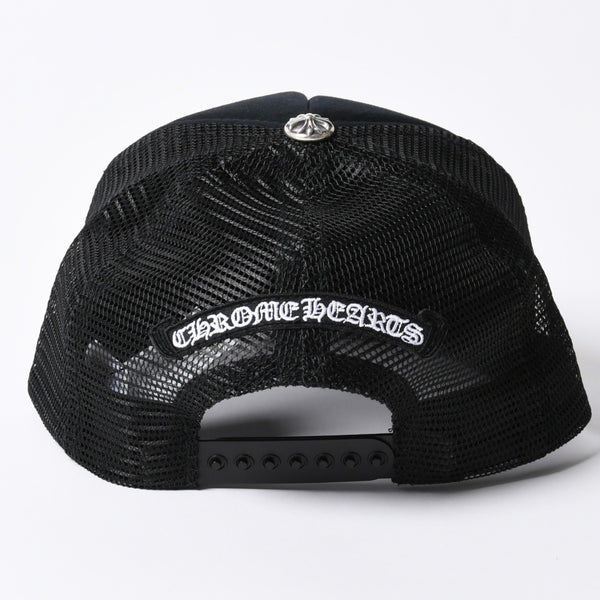 New and unused CHROME HEARTS St. Barths Exclusive Cemetery Cross Mesh Cap RN# 97729 Black Orange Used 4a001198