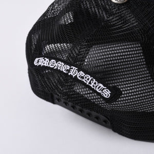 New and unused CHROME HEARTS St. Barths Exclusive Cemetery Cross Mesh Cap RN# 97729 Black Orange Used 4a001198