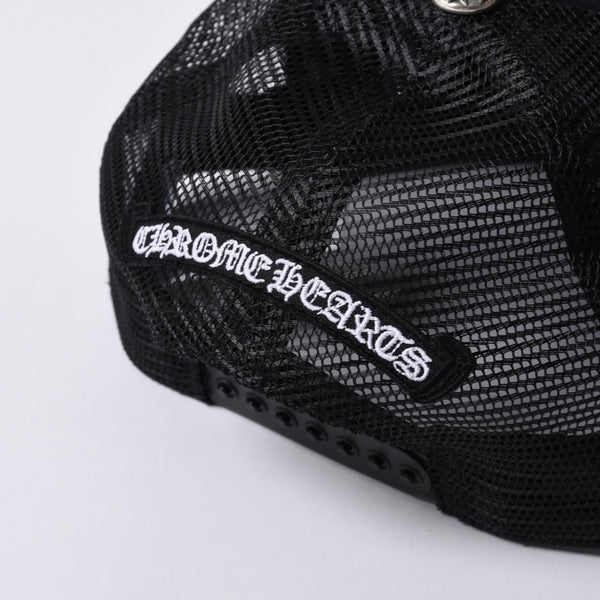 New and unused CHROME HEARTS St. Barths Exclusive Cemetery Cross Mesh Cap RN# 97729 Black Orange Used 4a001198