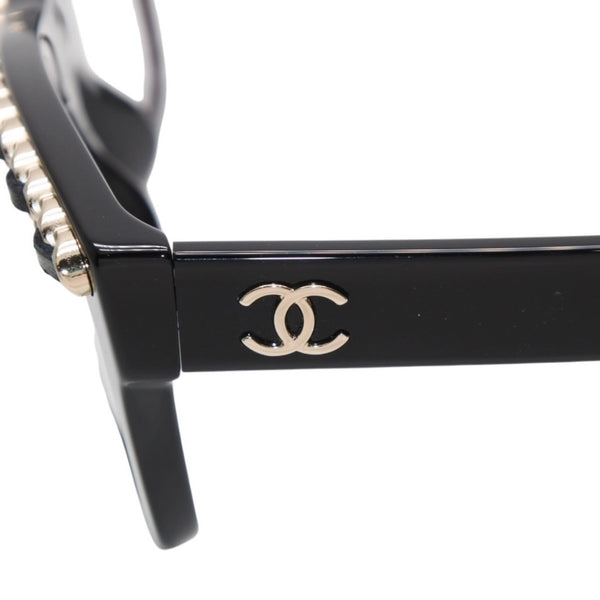 CHANEL シャネル 伊達メガネ アイウェア 71626A S0112 サイズS ココマーク チェーンフレーム ブラック ゴールド 美品 中古 4a001200