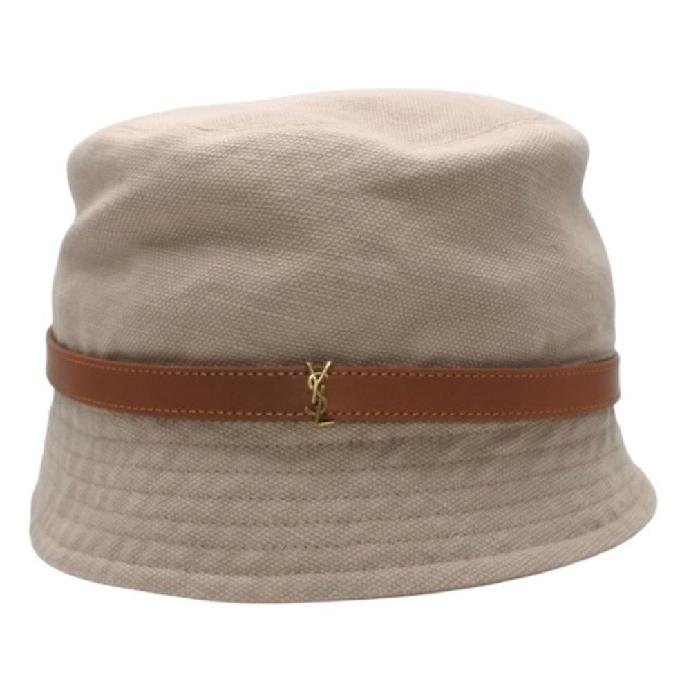 SAINT LAURENT サンローラン カサンドラ バケットハット ベージュ ライトブラウン BEIGE AND LIGHT BROWN 美品 中古 4a000795