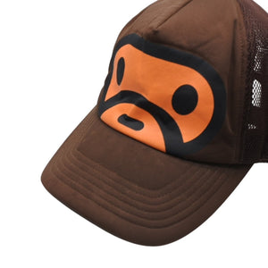 A BATHING APE MILO FACE MESH CAP BROWN Good Condition Used 4a001289
