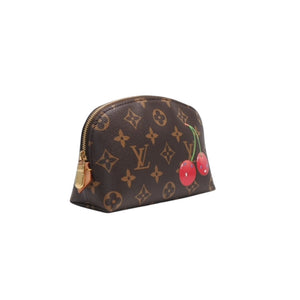 New and unused LOUIS VUITTON Pochette Cosmetic PM Pouch M13766 Monogram Cherry Takashi Murakami Gold hardware Used 4a001204