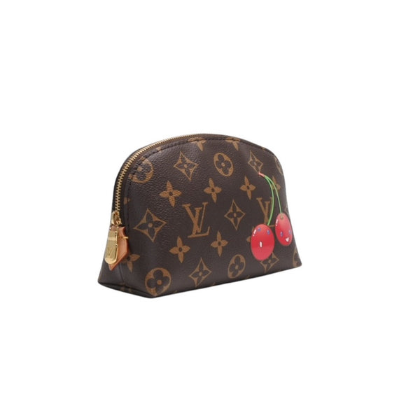 New and unused LOUIS VUITTON Pochette Cosmetic PM Pouch M13766 Monogram Cherry Takashi Murakami Gold hardware Used 4a001204