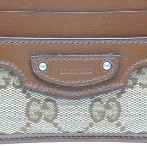 New and unused GUCCI GUCCI × BALENCIAGA Balenciaga Card Case Card Holder 681709 GG Canvas Brown Demna Used 4a001211