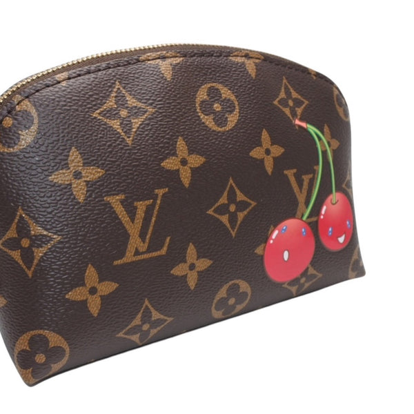 New and unused LOUIS VUITTON Pochette Cosmetic PM Pouch M13766 Monogram Cherry Takashi Murakami Gold hardware Used 4a001204