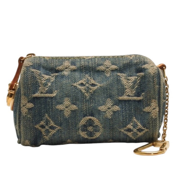 LOUIS VUITTON Monogram Denim Mini Truth Speedy PM M95082 Strap Blue Good Condition Used 4a001205