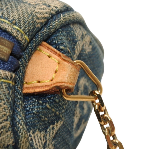 LOUIS VUITTON Monogram Denim Mini Truth Speedy PM M95082 Strap Blue Good Condition Used 4a001205