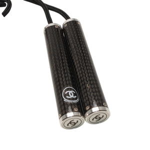 Very Good Condition CHANEL Jumping Rope Skipping Rope Carbon Coco Mark Black Vintage Chanel Used 4a000608
