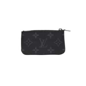 New Unused LOUIS VUITTON Pochette Cle Coin Case Coin Purse M80905 Monogram Eclipse Black Used 4a001214
