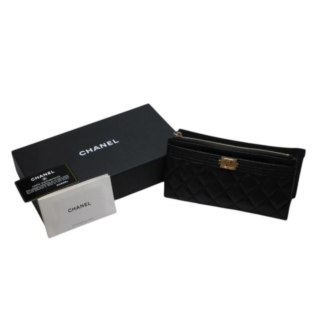 CHANEL シャネル BOY CHANEL ボーイシャネル 長財布 A81254 26番台 ココマーク キャビアスキン ブラック 美品 中古 4a000832