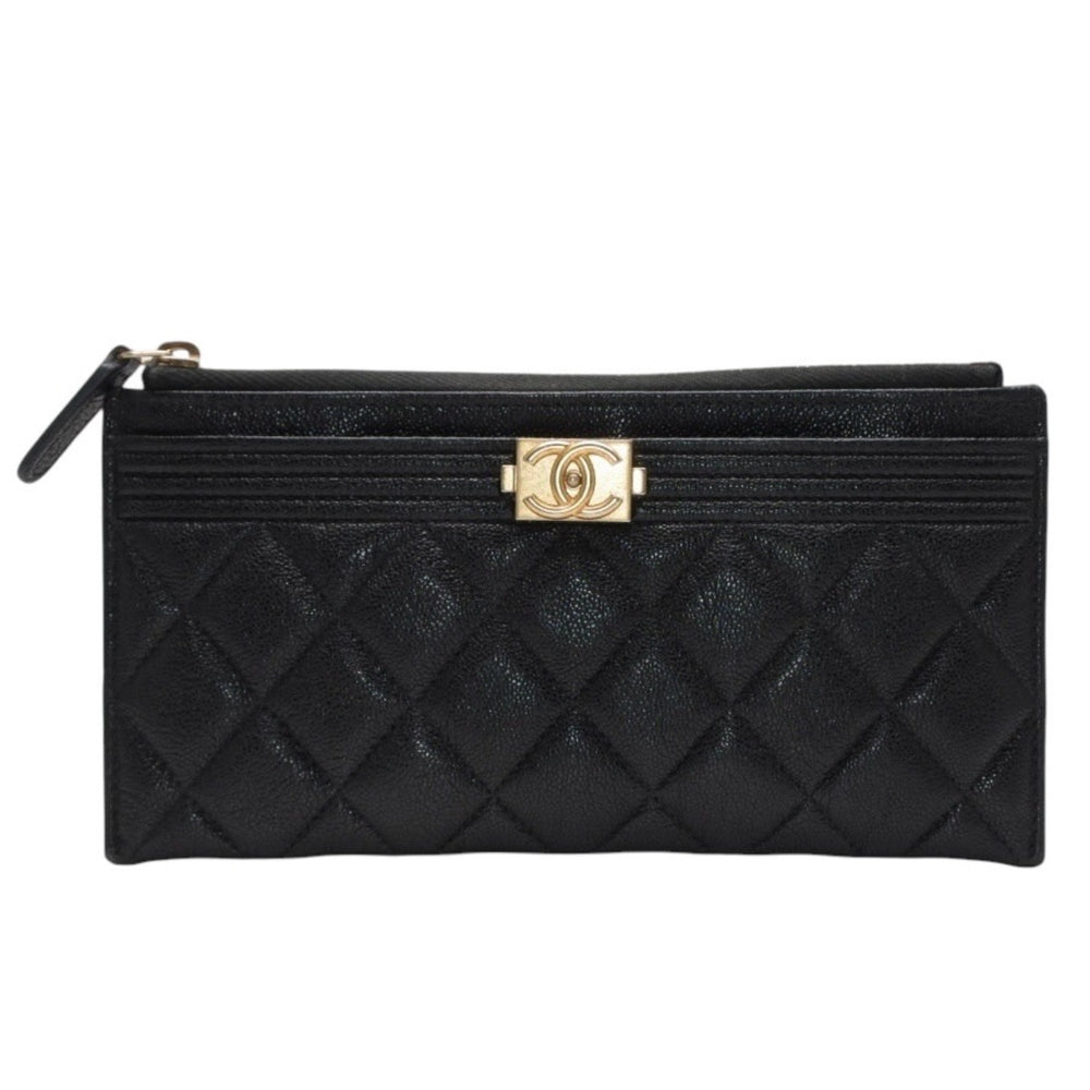 CHANEL シャネル BOY CHANEL ボーイシャネル 長財布 A81254 26番台 ココマーク キャビアスキン ブラック 美品 中古 4a000832