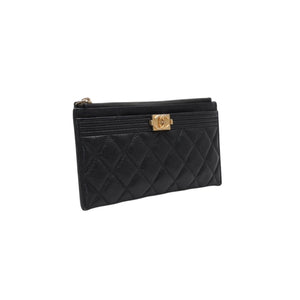 CHANEL シャネル BOY CHANEL ボーイシャネル 長財布 A81254 26番台 ココマーク キャビアスキン ブラック 美品 中古 4a000832