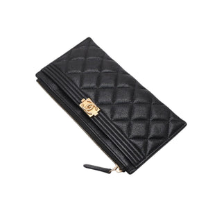 CHANEL シャネル BOY CHANEL ボーイシャネル 長財布 A81254 26番台 ココマーク キャビアスキン ブラック 美品 中古 4a000832