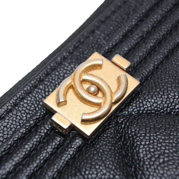 CHANEL シャネル BOY CHANEL ボーイシャネル 長財布 A81254 26番台 ココマーク キャビアスキン ブラック 美品 中古 4a000832