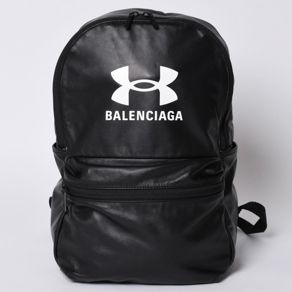 BALENCIAGA バレンシアガ UNDER ARMOUR アンダーアーマー コラボリュックサック 811748 2ABIM 1000 ブラック ホワイト 美品 中古 4a001215