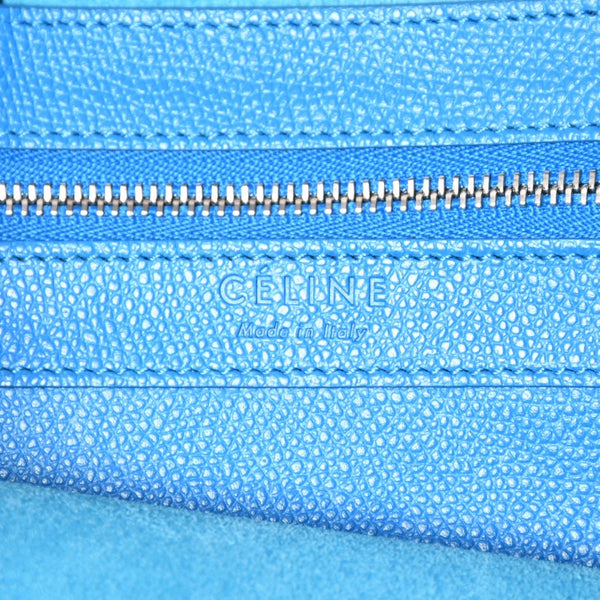 CELINE セリーヌ トートバッグ 2WAY BAG SMALL VERTICAL LEATHER ブルー カーキ 176163 美品 中古 4a000809