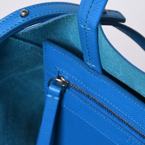 CELINE セリーヌ トートバッグ 2WAY BAG SMALL VERTICAL LEATHER ブルー カーキ 176163 美品 中古 4a000809
