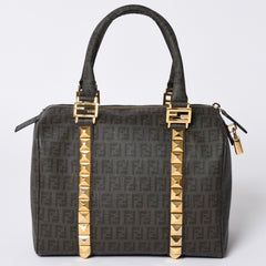 FENDI フェンディ ゴールド金具 PVC ハンドバッグ Hand Bag 8BL068 イタリア製 ズッキーノ柄 ミニボストンバッグ 美品 中古 4a000767