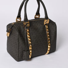 画像をギャラリービューアに読み込む, FENDI フェンディ ゴールド金具 PVC ハンドバッグ Hand Bag 8BL068 イタリア製 ズッキーノ柄 ミニボストンバッグ 美品 中古 4a000767