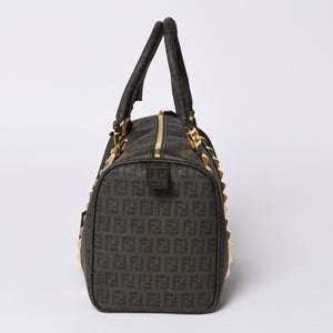 FENDI フェンディ ゴールド金具 PVC ハンドバッグ Hand Bag 8BL068 イタリア製 ズッキーノ柄 ミニボストンバッグ 美品 中古 4a000767