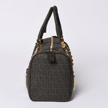 画像をギャラリービューアに読み込む, FENDI フェンディ ゴールド金具 PVC ハンドバッグ Hand Bag 8BL068 イタリア製 ズッキーノ柄 ミニボストンバッグ 美品 中古 4a000767
