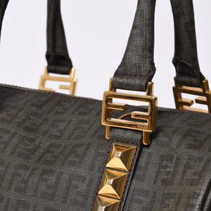 FENDI フェンディ ゴールド金具 PVC ハンドバッグ Hand Bag 8BL068 イタリア製 ズッキーノ柄 ミニボストンバッグ 美品 中古 4a000767