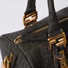 画像をギャラリービューアに読み込む, FENDI フェンディ ゴールド金具 PVC ハンドバッグ Hand Bag 8BL068 イタリア製 ズッキーノ柄 ミニボストンバッグ 美品 中古 4a000767
