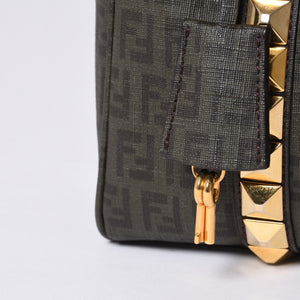FENDI フェンディ ゴールド金具 PVC ハンドバッグ Hand Bag 8BL068 イタリア製 ズッキーノ柄 ミニボストンバッグ 美品 中古 4a000767
