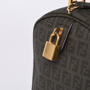 FENDI フェンディ ゴールド金具 PVC ハンドバッグ Hand Bag 8BL068 イタリア製 ズッキーノ柄 ミニボストンバッグ 美品 中古 4a000767
