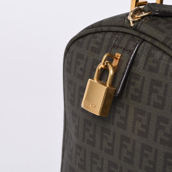 FENDI フェンディ ゴールド金具 PVC ハンドバッグ Hand Bag 8BL068 イタリア製 ズッキーノ柄 ミニボストンバッグ 美品 中古 4a000767