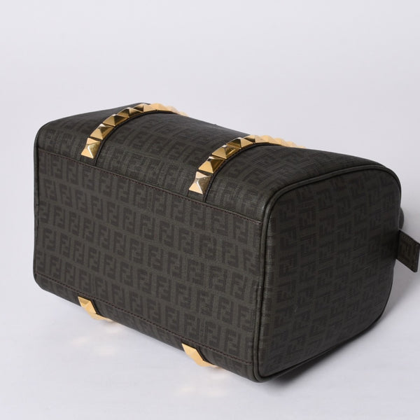 FENDI フェンディ ゴールド金具 PVC ハンドバッグ Hand Bag 8BL068 イタリア製 ズッキーノ柄 ミニボストンバッグ 美品 中古 4a000767