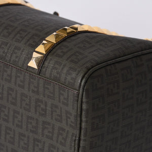 FENDI フェンディ ゴールド金具 PVC ハンドバッグ Hand Bag 8BL068 イタリア製 ズッキーノ柄 ミニボストンバッグ 美品 中古 4a000767