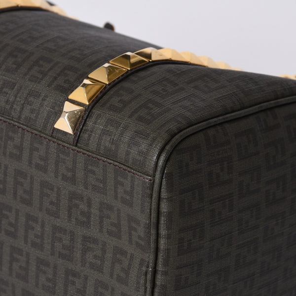 FENDI フェンディ ゴールド金具 PVC ハンドバッグ Hand Bag 8BL068 イタリア製 ズッキーノ柄 ミニボストンバッグ 美品 中古 4a000767