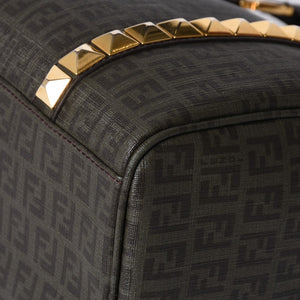 FENDI フェンディ ゴールド金具 PVC ハンドバッグ Hand Bag 8BL068 イタリア製 ズッキーノ柄 ミニボストンバッグ 美品 中古 4a000767