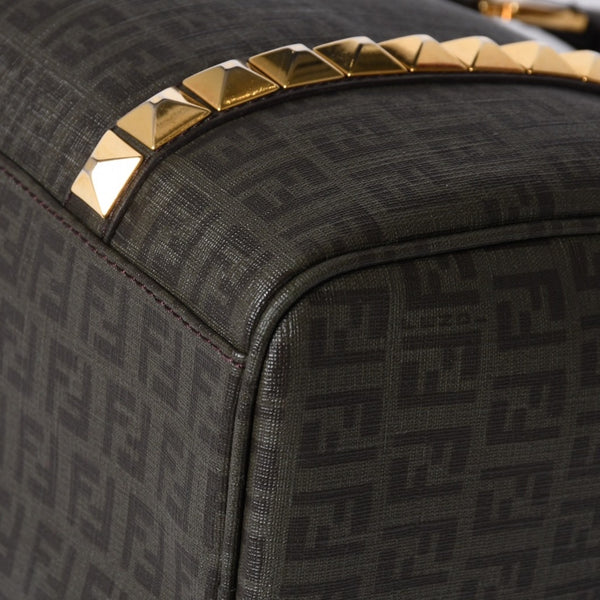 FENDI フェンディ ゴールド金具 PVC ハンドバッグ Hand Bag 8BL068 イタリア製 ズッキーノ柄 ミニボストンバッグ 美品 中古 4a000767