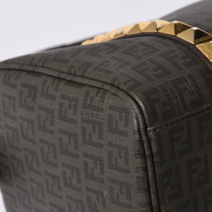 FENDI フェンディ ゴールド金具 PVC ハンドバッグ Hand Bag 8BL068 イタリア製 ズッキーノ柄 ミニボストンバッグ 美品 中古 4a000767