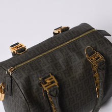 画像をギャラリービューアに読み込む, FENDI フェンディ ゴールド金具 PVC ハンドバッグ Hand Bag 8BL068 イタリア製 ズッキーノ柄 ミニボストンバッグ 美品 中古 4a000767