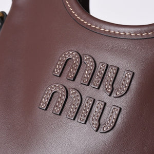Like new MIU MIU IVY MINI 2WAY bag 5BA281 Calf leather Logo patch Brown Gold hardware Used 4a000385