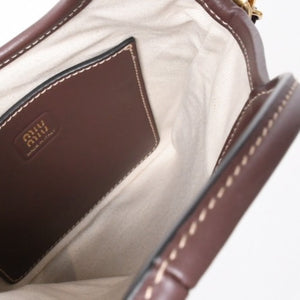Like new MIU MIU IVY MINI 2WAY bag 5BA281 Calf leather Logo patch Brown Gold hardware Used 4a000385