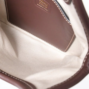 Like new MIU MIU IVY MINI 2WAY bag 5BA281 Calf leather Logo patch Brown Gold hardware Used 4a000385