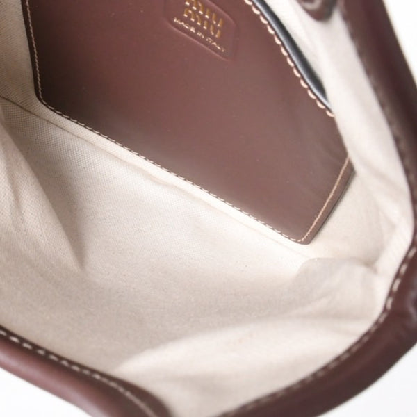 Like new MIU MIU IVY MINI 2WAY bag 5BA281 Calf leather Logo patch Brown Gold hardware Used 4a000385