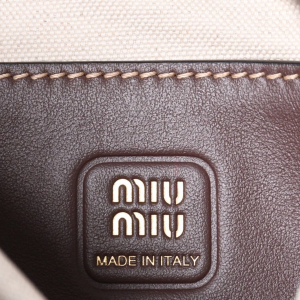 Like new MIU MIU IVY MINI 2WAY bag 5BA281 Calf leather Logo patch Brown Gold hardware Used 4a000385