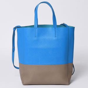 CELINE セリーヌ トートバッグ 2WAY BAG SMALL VERTICAL LEATHER ブルー カーキ 176163 美品 中古 4a000809
