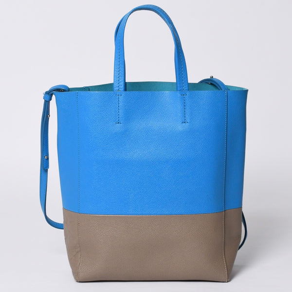 CELINE セリーヌ トートバッグ 2WAY BAG SMALL VERTICAL LEATHER ブルー カーキ 176163 美品 中古 4a000809